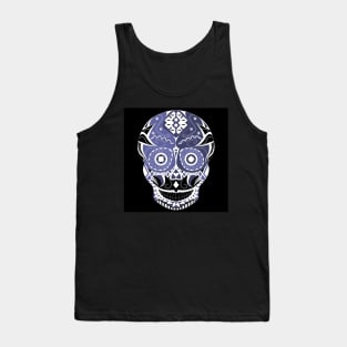 skull mania ecopop tribal mexican art in blue Tank Top